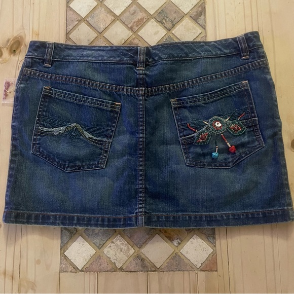 Buffalo David Bitton NWT Boho beaded and stone detailed Denim Skirt - Picture 5 of 11